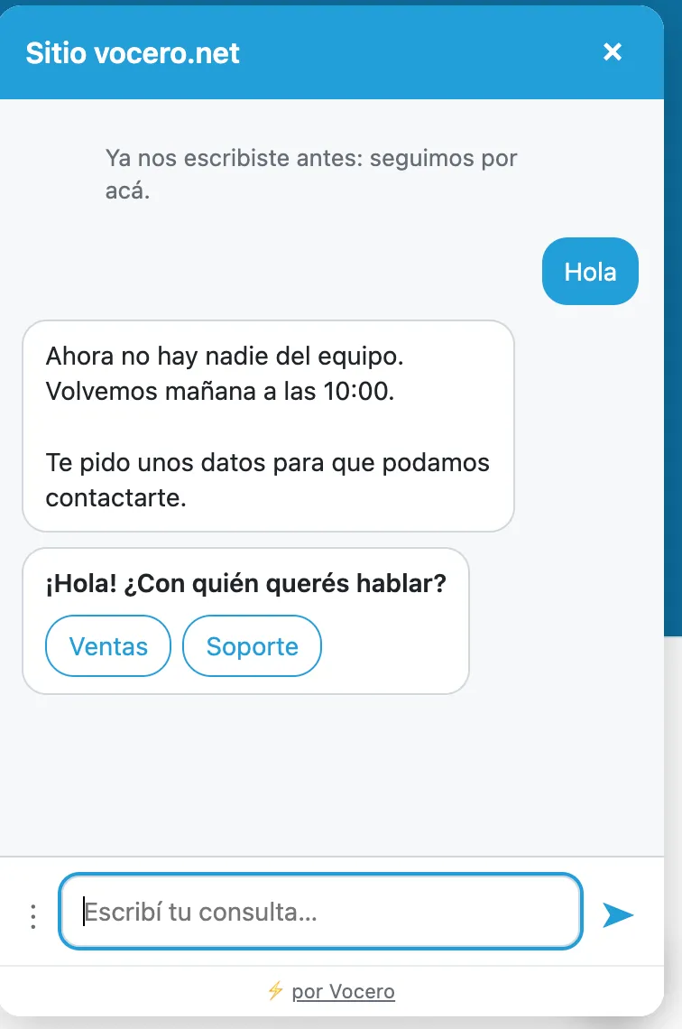El chat fuera de horario: avisa que no hay nadie y a qué hora vuelve el equipo