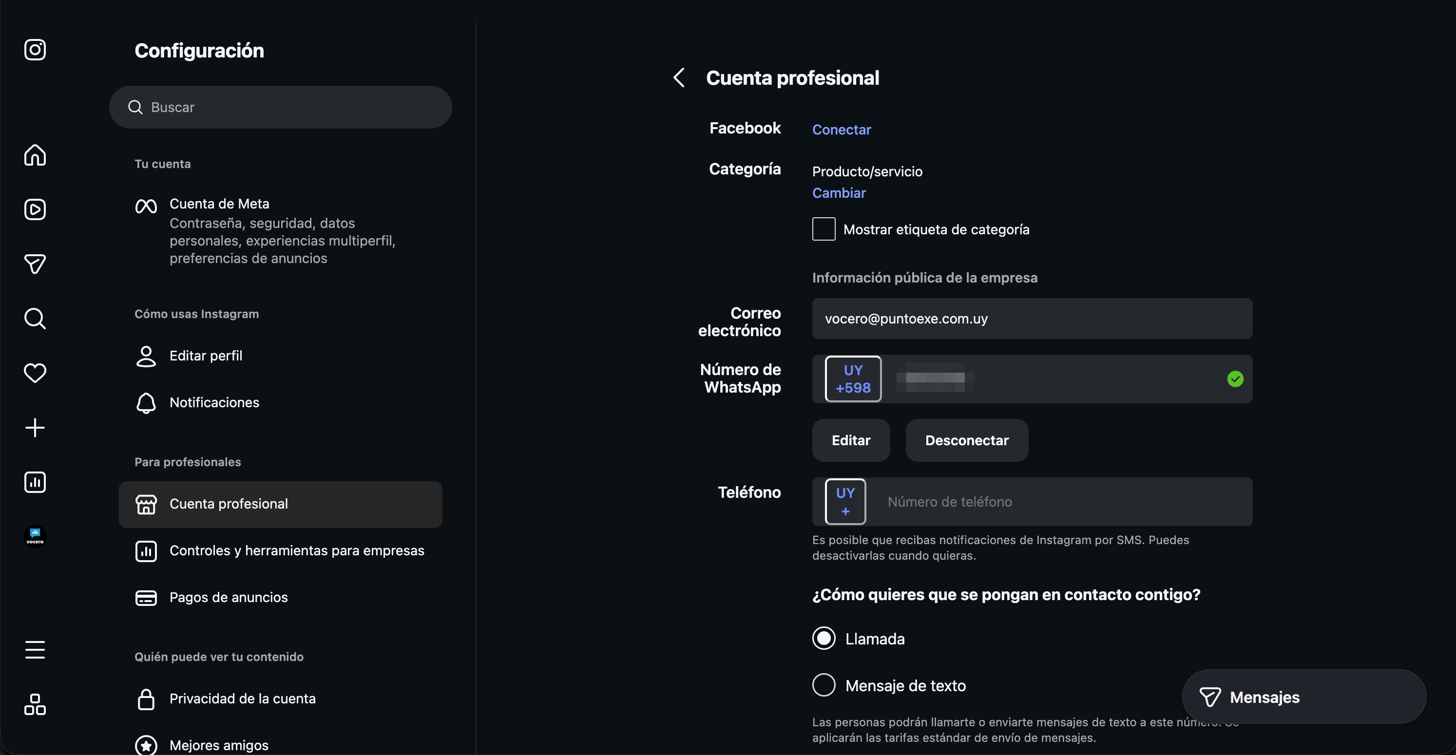 La cuenta ya convertida en profesional